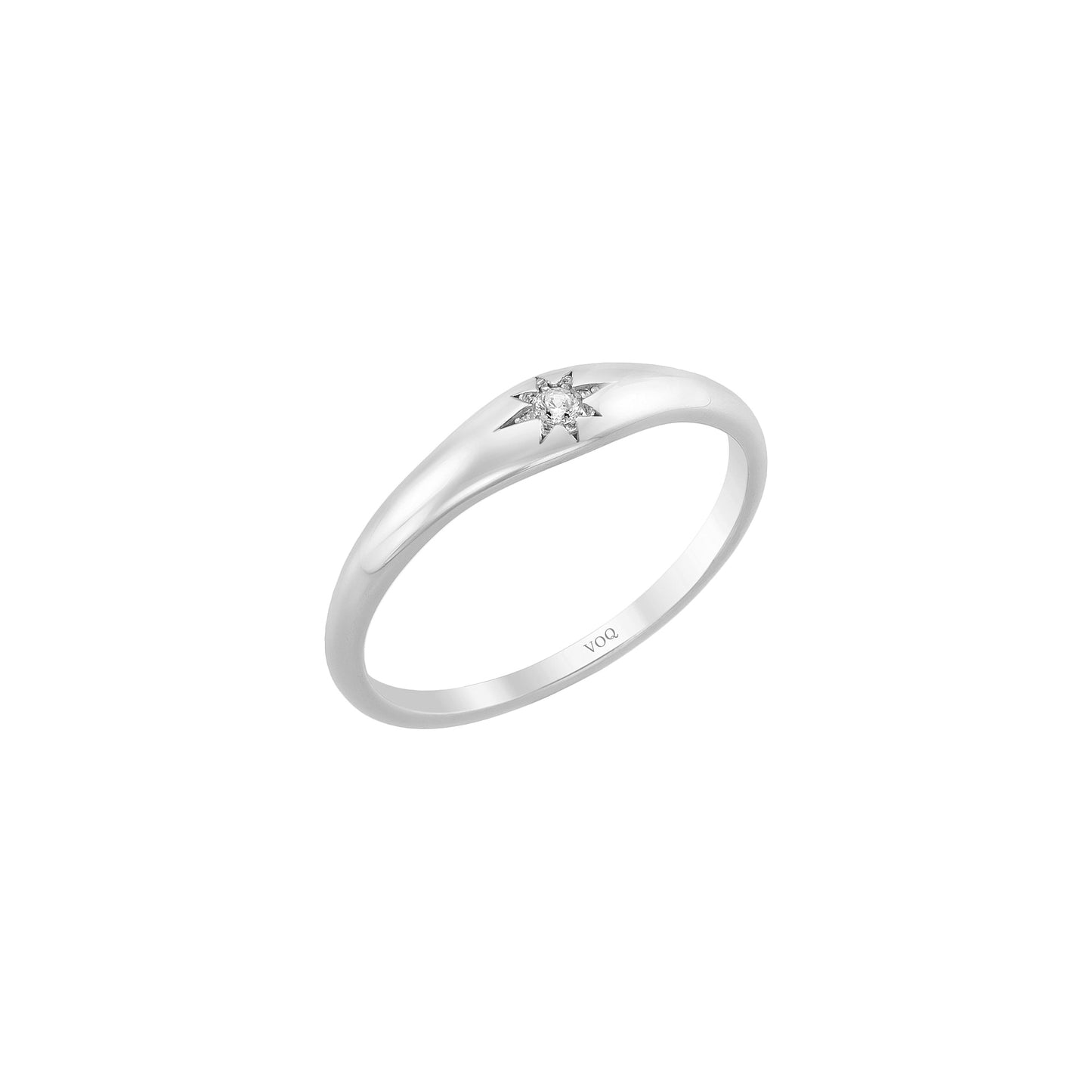 North Star Dome Signet Minimalist Solid Gold Band