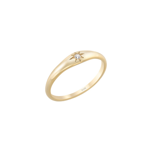 North Star Dome Signet Minimalist Solid Gold Band