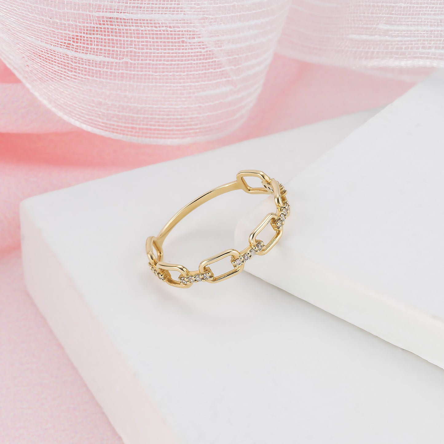 Chain Link Solid Gold Band Ring