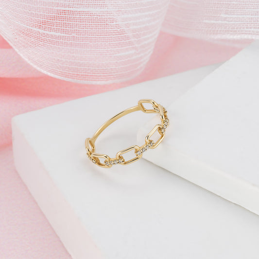 Chain Link Solid Gold Band Ring