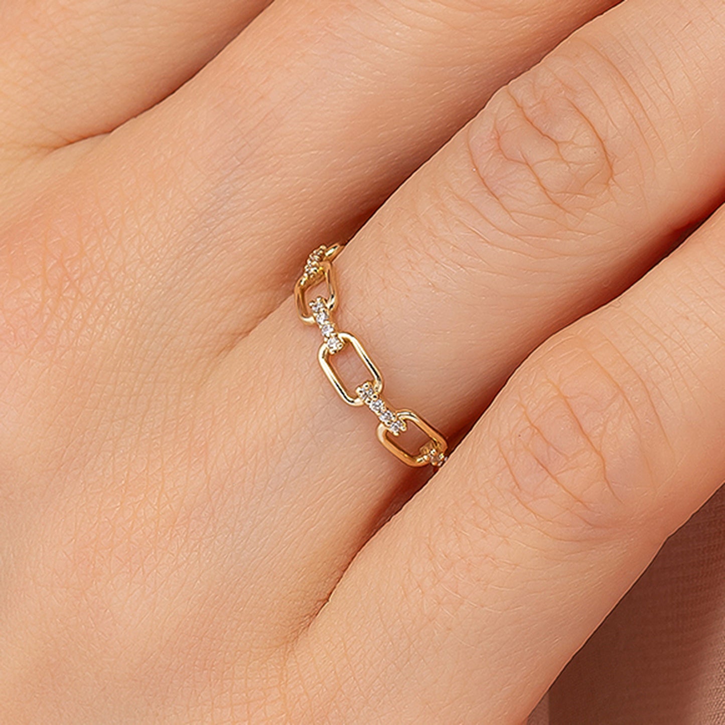 Chain Link Solid Gold Band Ring