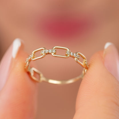 Chain Link Solid Gold Band Ring