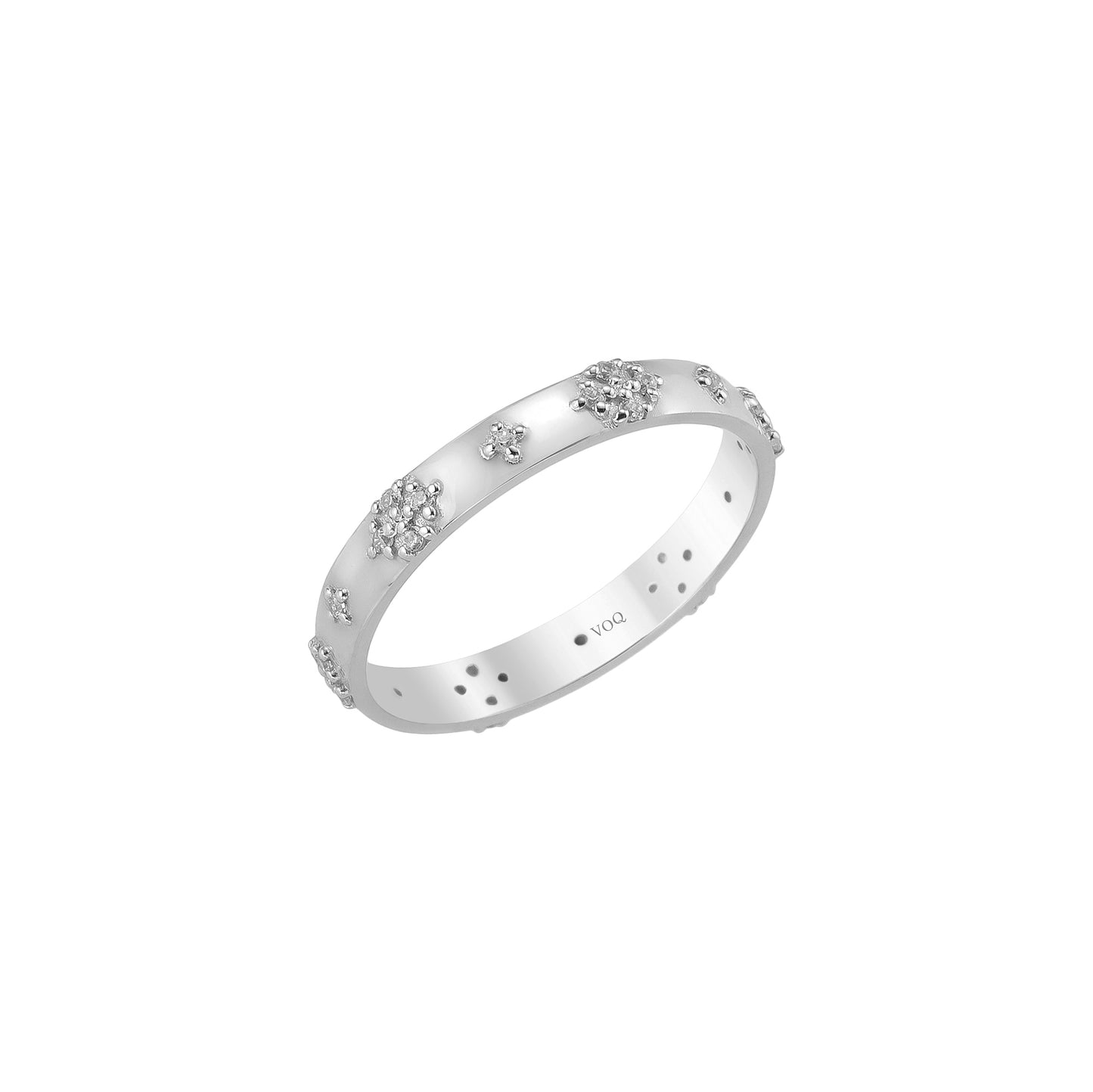 Scattered Diamond Cluster Wedding Band