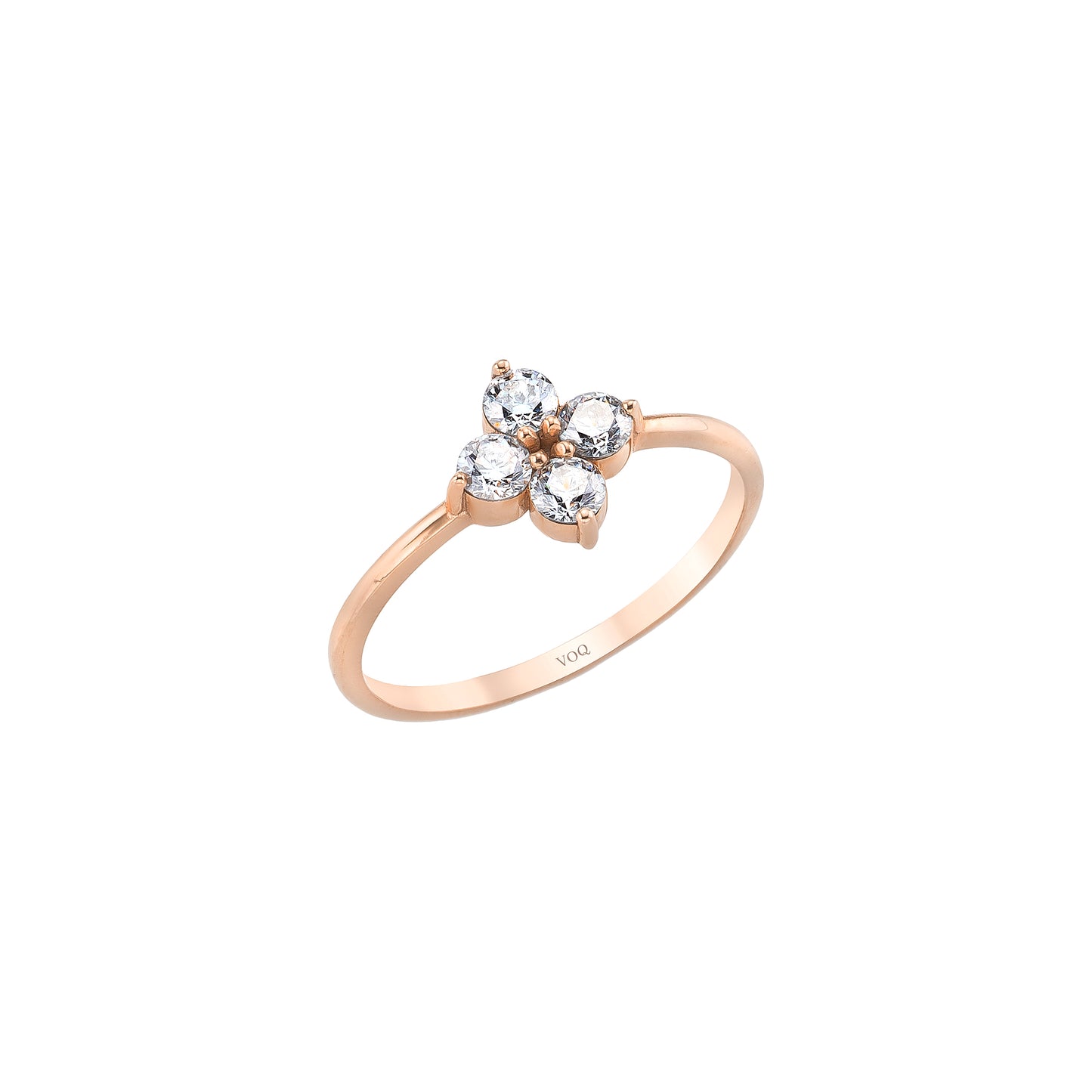 Clover Shaped Solid Gold Ring
