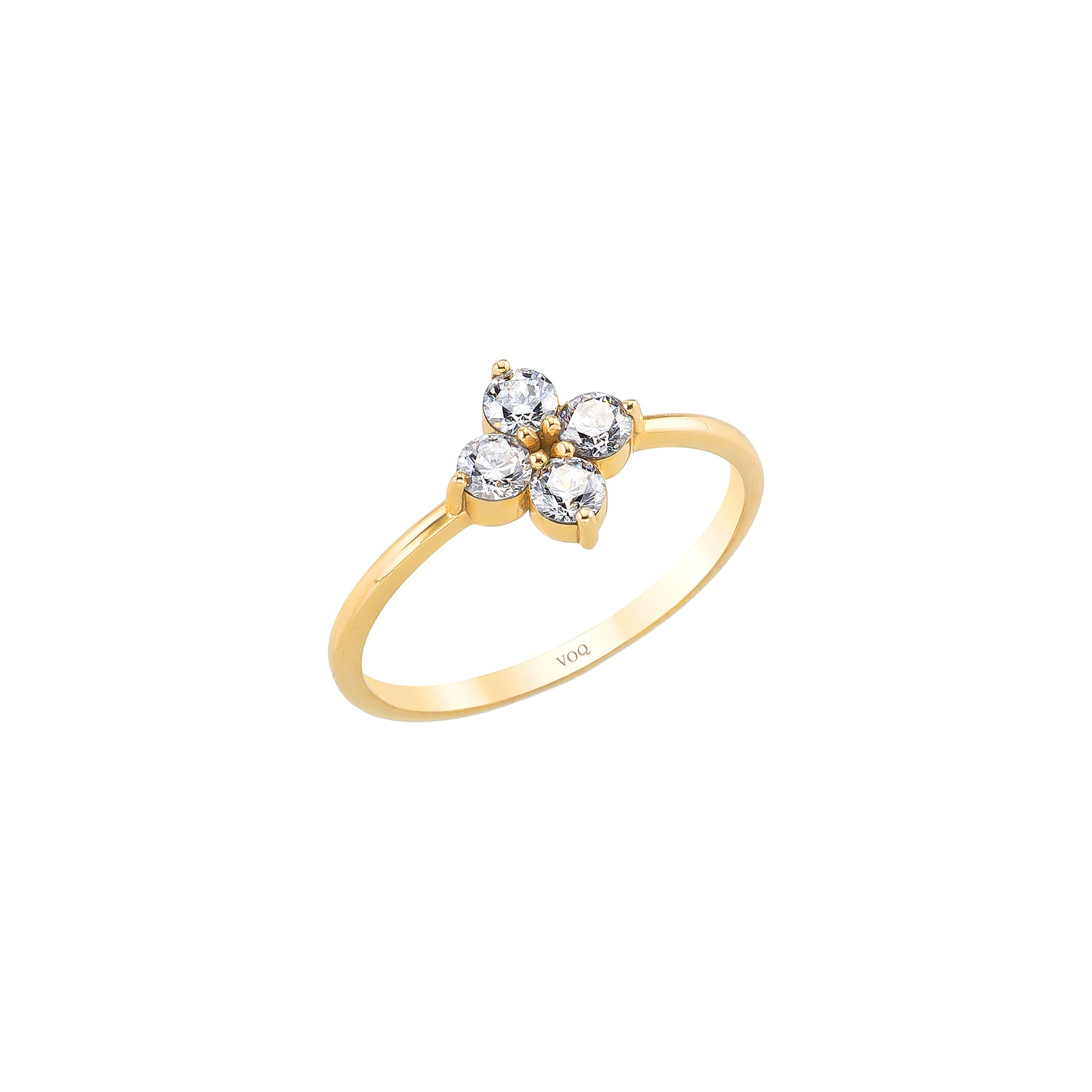 Clover Shaped Solid Gold Ring