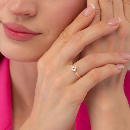 Clover Shaped Solid Gold Ring