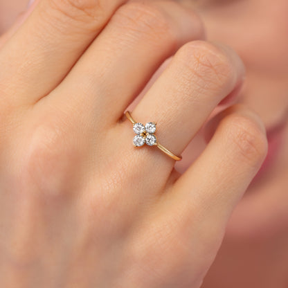 Clover Shaped Solid Gold Ring