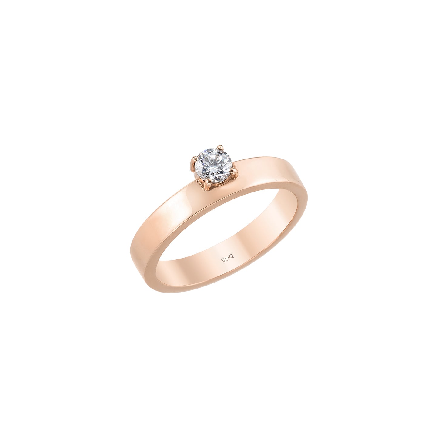 Wide Cigar Band Solitaire Solid Gold Ring