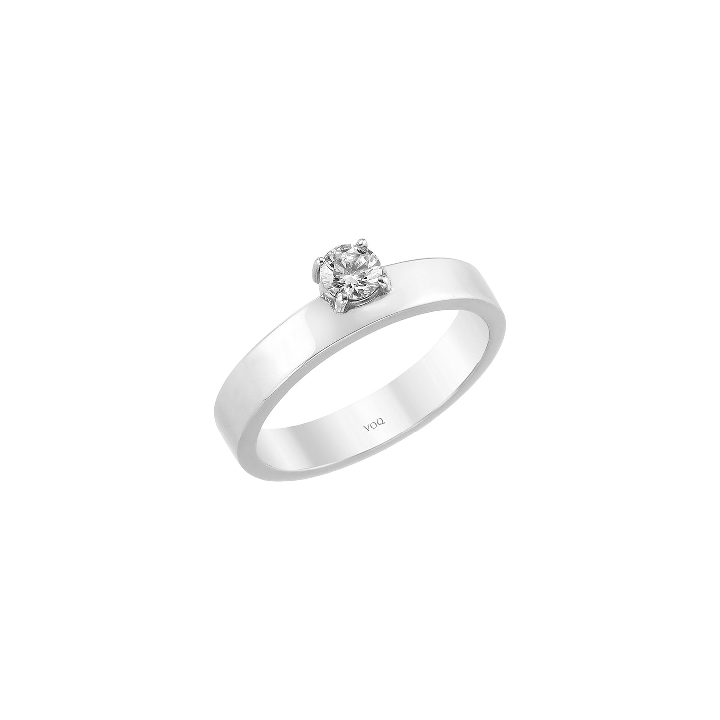 Wide Cigar Band Solitaire Solid Gold Ring