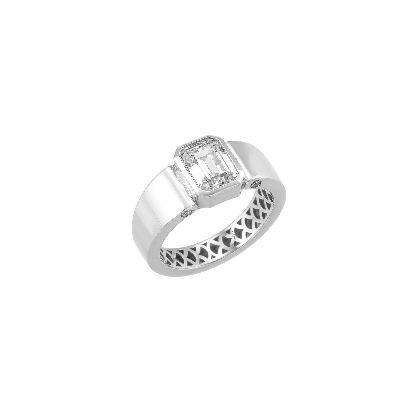 Emerald Cut Cigar Band Solid Gold Ring