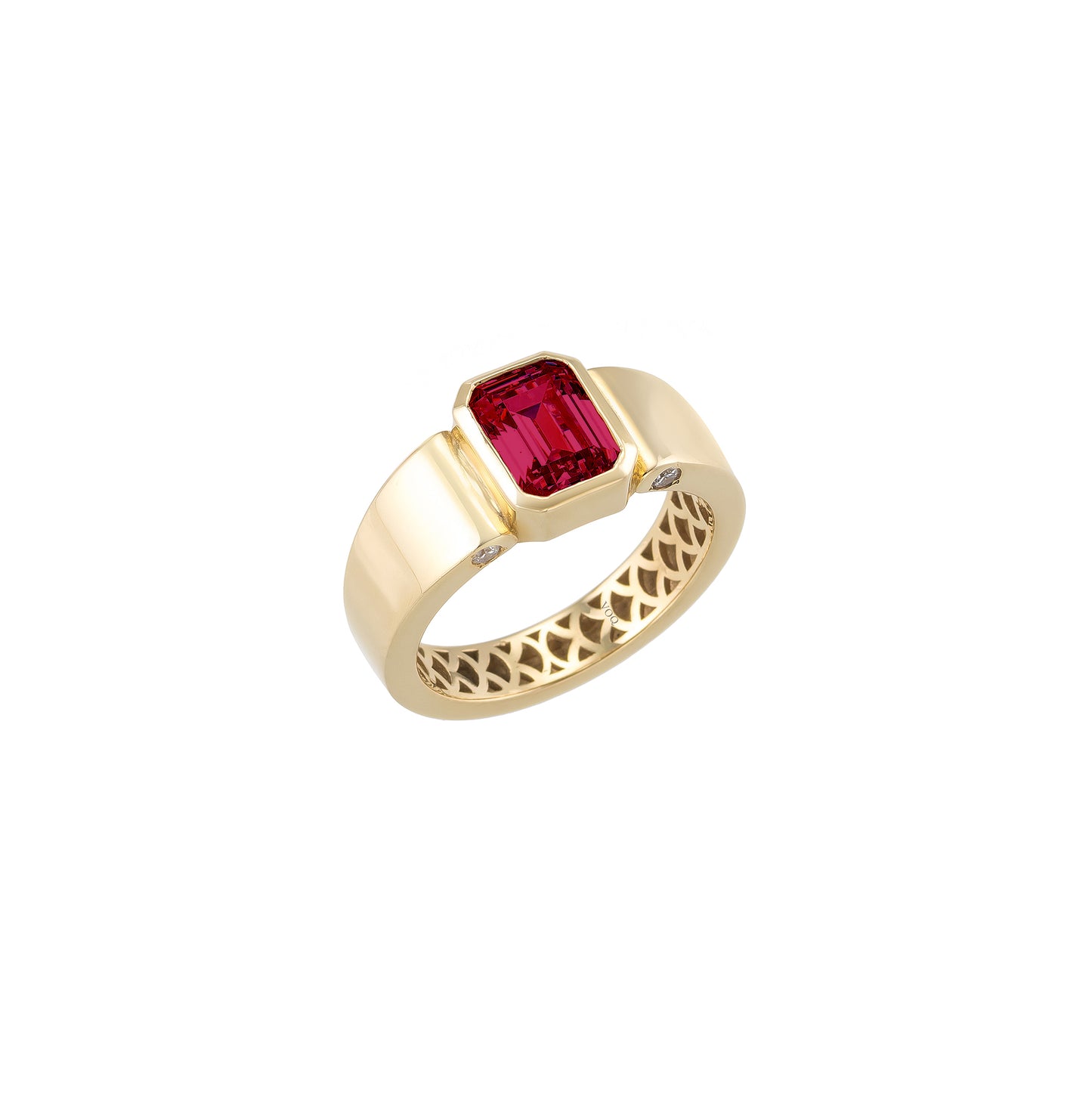 Emerald Cut Cigar Band Solid Gold Ring