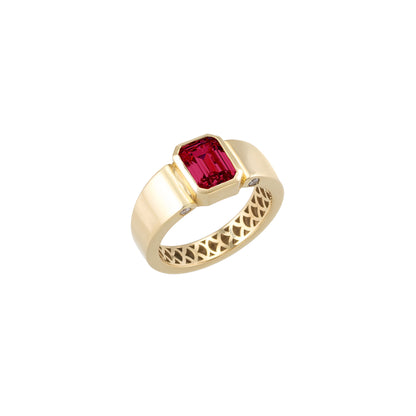 Emerald Cut Cigar Band Solid Gold Ring