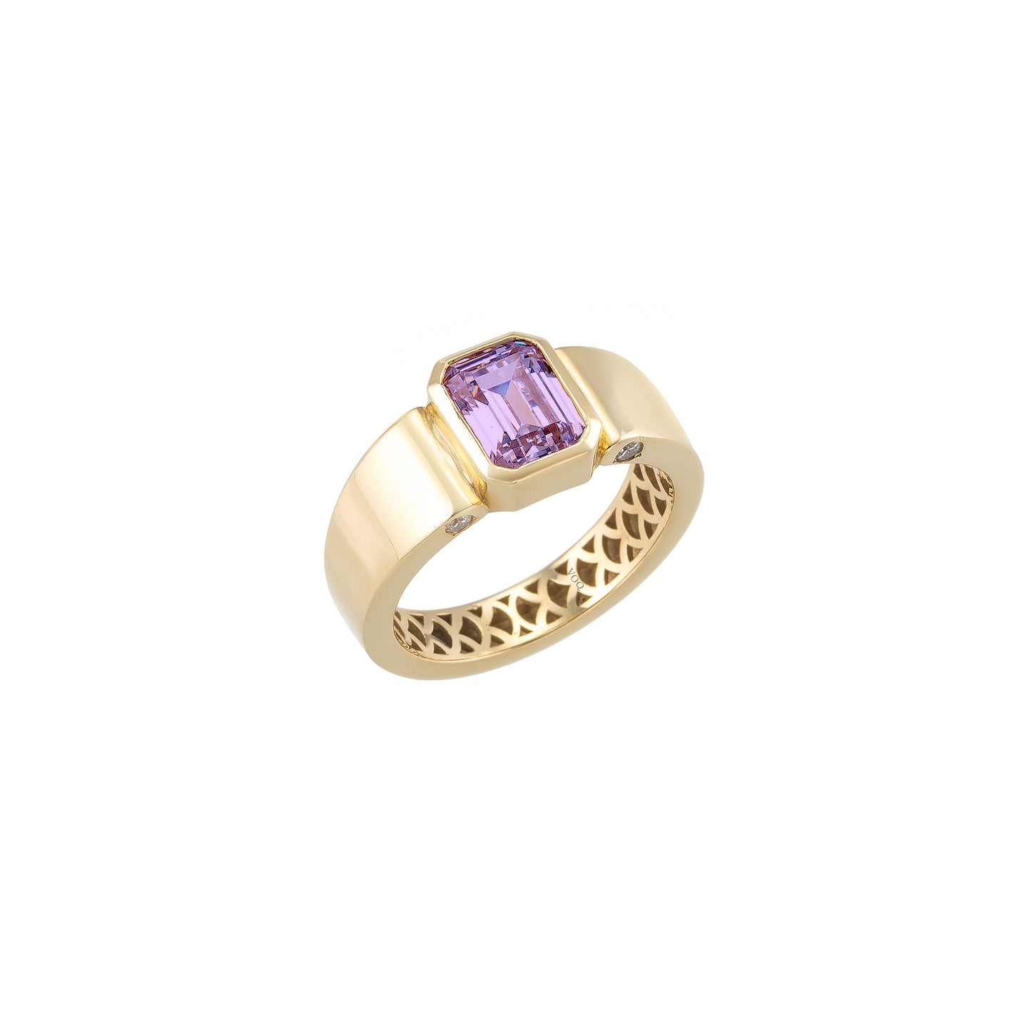 Emerald Cut Cigar Band Solid Gold Ring