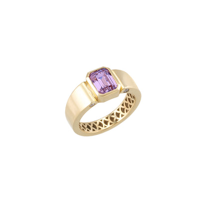 Emerald Cut Cigar Band Solid Gold Ring