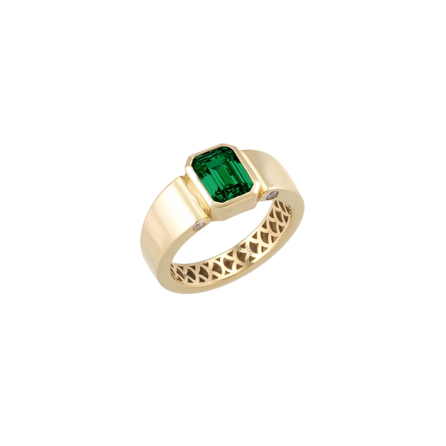 Emerald Cut Cigar Band Solid Gold Ring