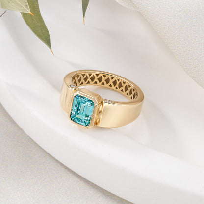 Emerald Cut Cigar Band Solid Gold Ring