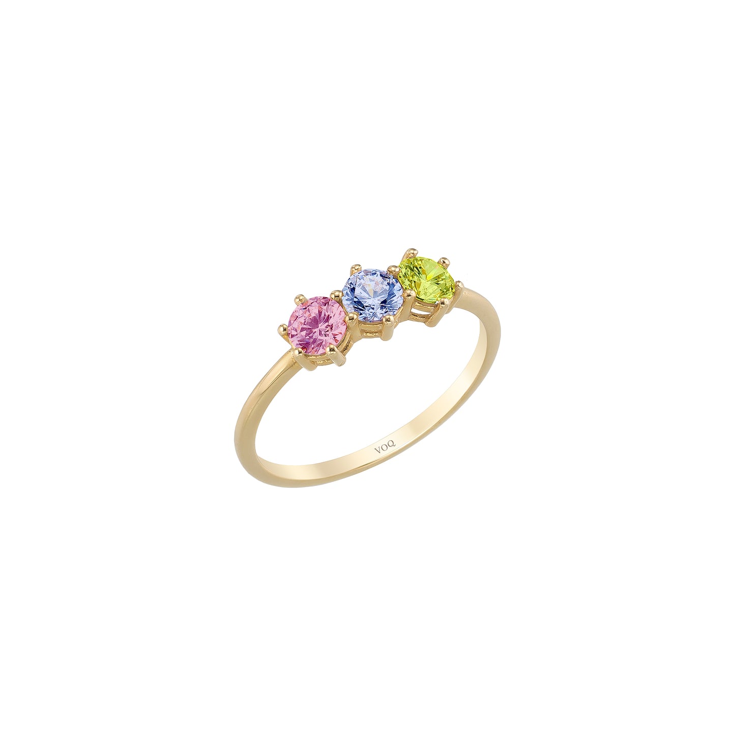 Dainty Trio Prong Solid Gold Ring