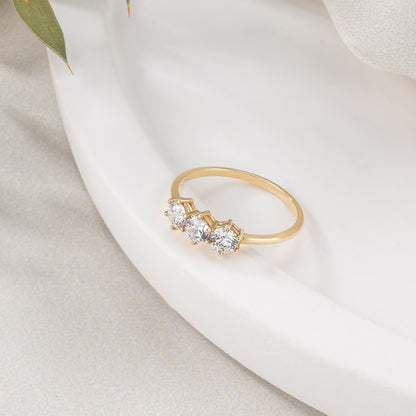 Dainty Trio Prong Solid Gold Ring