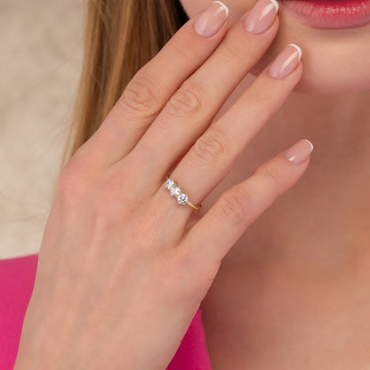 Dainty Trio Prong Solid Gold Ring