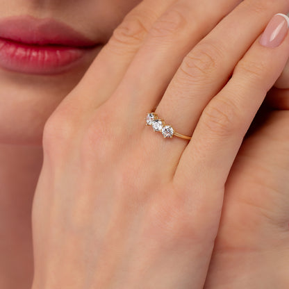 Dainty Trio Prong Solid Gold Ring