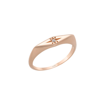 Rhombus North Star Signet Ring