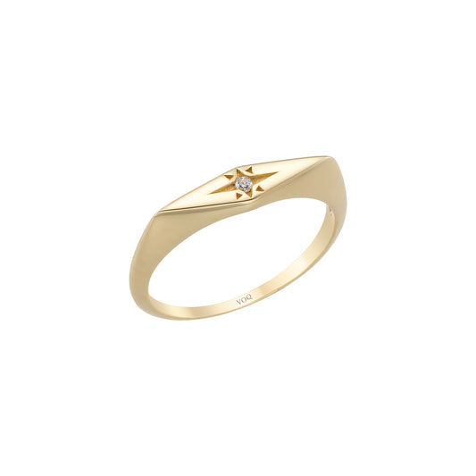 Rhombus North Star Signet Ring