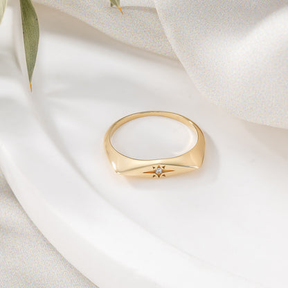 Rhombus North Star Signet Ring