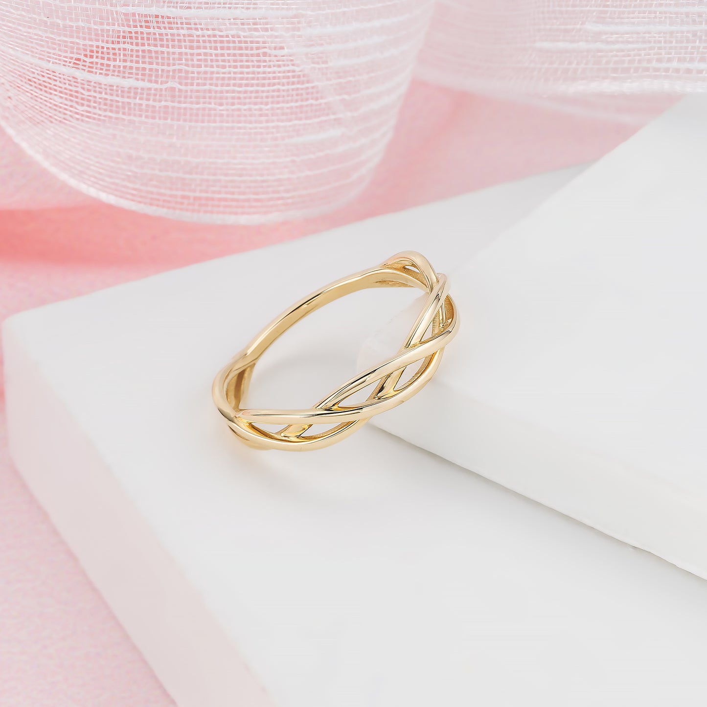 Celtic Knot Braided Solid Gold Ring