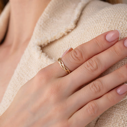 Celtic Knot Braided Solid Gold Ring