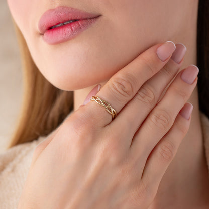 Celtic Knot Braided Solid Gold Ring
