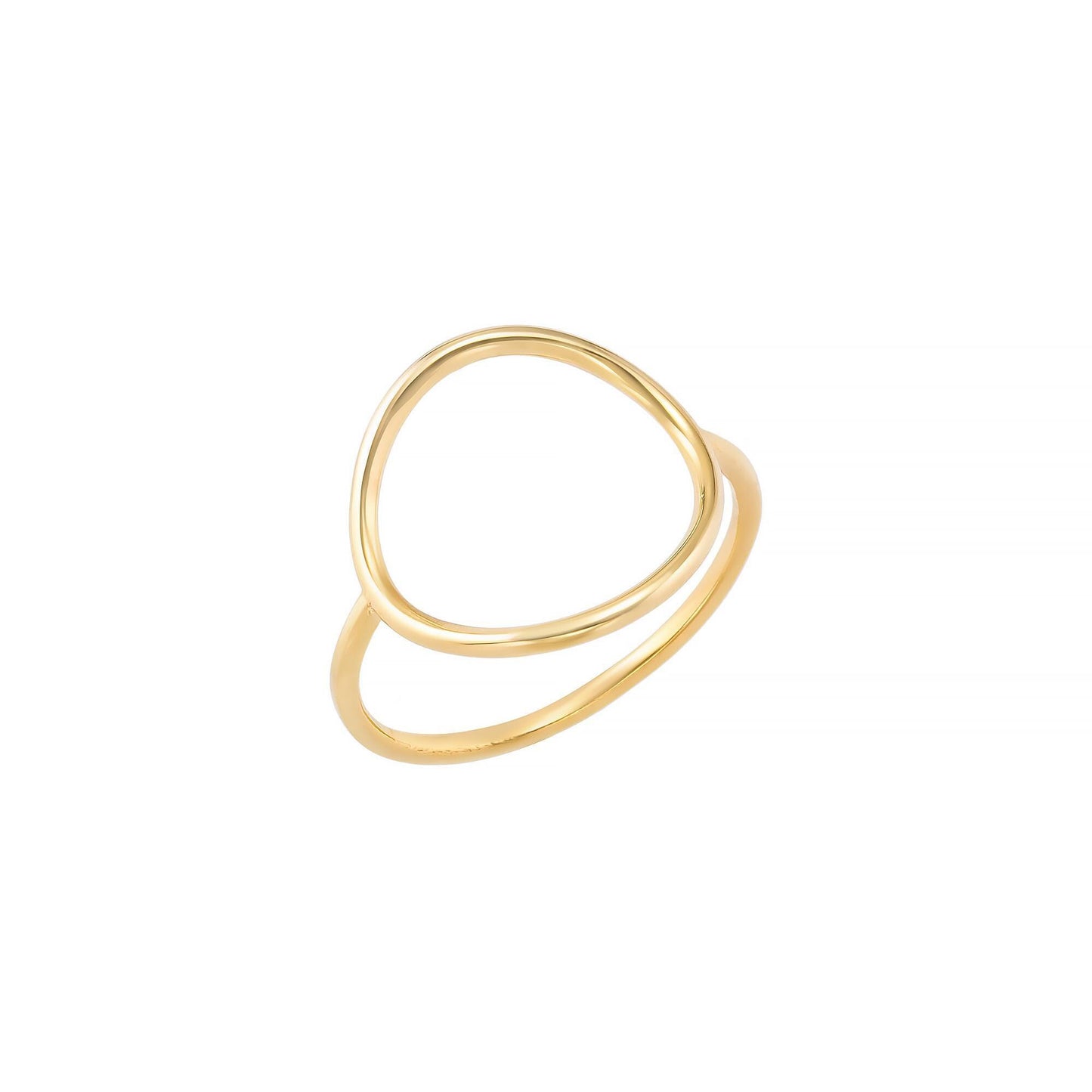 Open Circle Ring, 14K Solid Gold Geometric Band, Minimalist Dainty Stackable