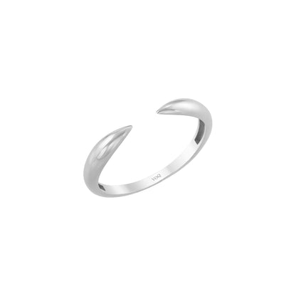 Open Cuff Ring, Minimalist Claw Band in 14K Solid Gold, Stackable Layering Style