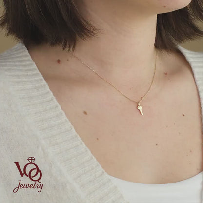 14K Solid Gold Minimalist Key Pendant Necklace, Key to Success Jewelry, Dainty Meaningful Charm