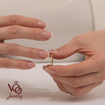 Ribbed Thin Wedding Band, Minimal Fluted Solid Gold Ring